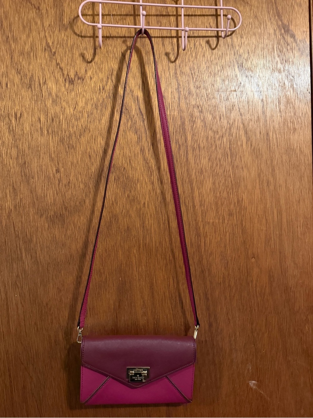 Kate Spade by NY Two-Tone Wine and Pink Crossbody Bag with Turn-Lock Closure